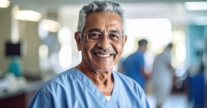 A Complete Guide to Full Mouth Dental Implants 3 – ALT: “happy senior patient smiling after full mouth dental implant treatment”