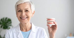 Affordable Dentures: Restoring Your Smile Without Breaking the Bank 1 senior patient smiling confidently with dentures