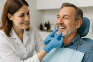 Receding Gums and Dental Implants: What You Need to Know Before Treatment 1 Doctor caring for a patient during a medical consultation.